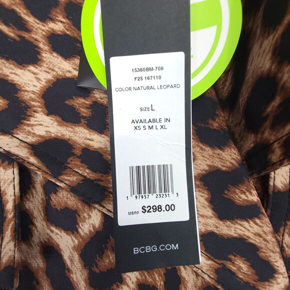 BCBGMAXAZRIA Leopard Trench Coat Large Brown Black New NWT $298 Water resistant - Picture 5 of 10